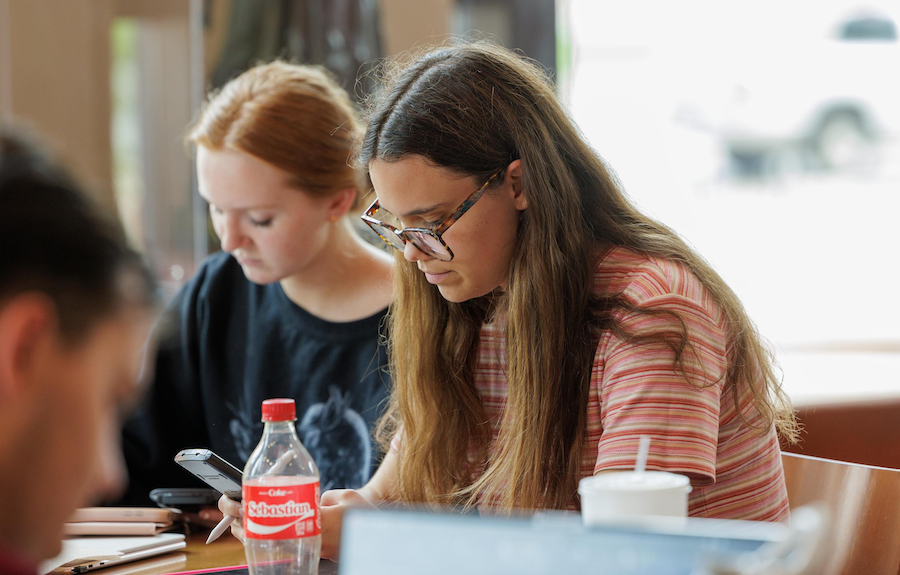 A photo of students studying.
